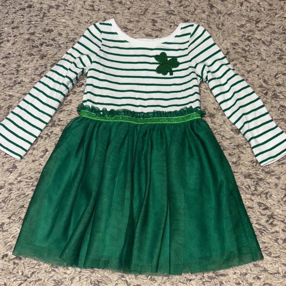 Cat & Jack Green and White Striped Shirt